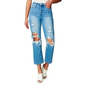 NWT Blank NYC Baxter Destroyed Ribcage Straight Leg High Waist Jeans